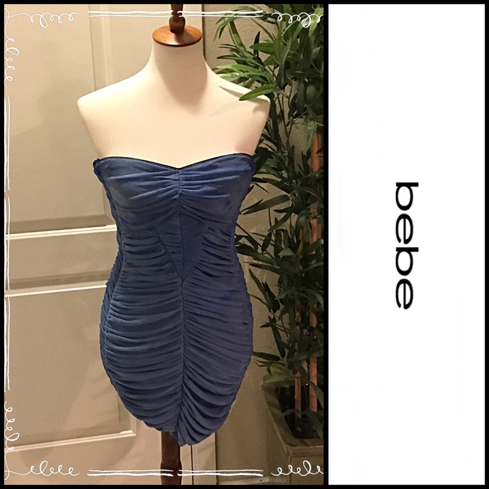 🔥 Bebe Addiction Blue Strapless Dress Size M